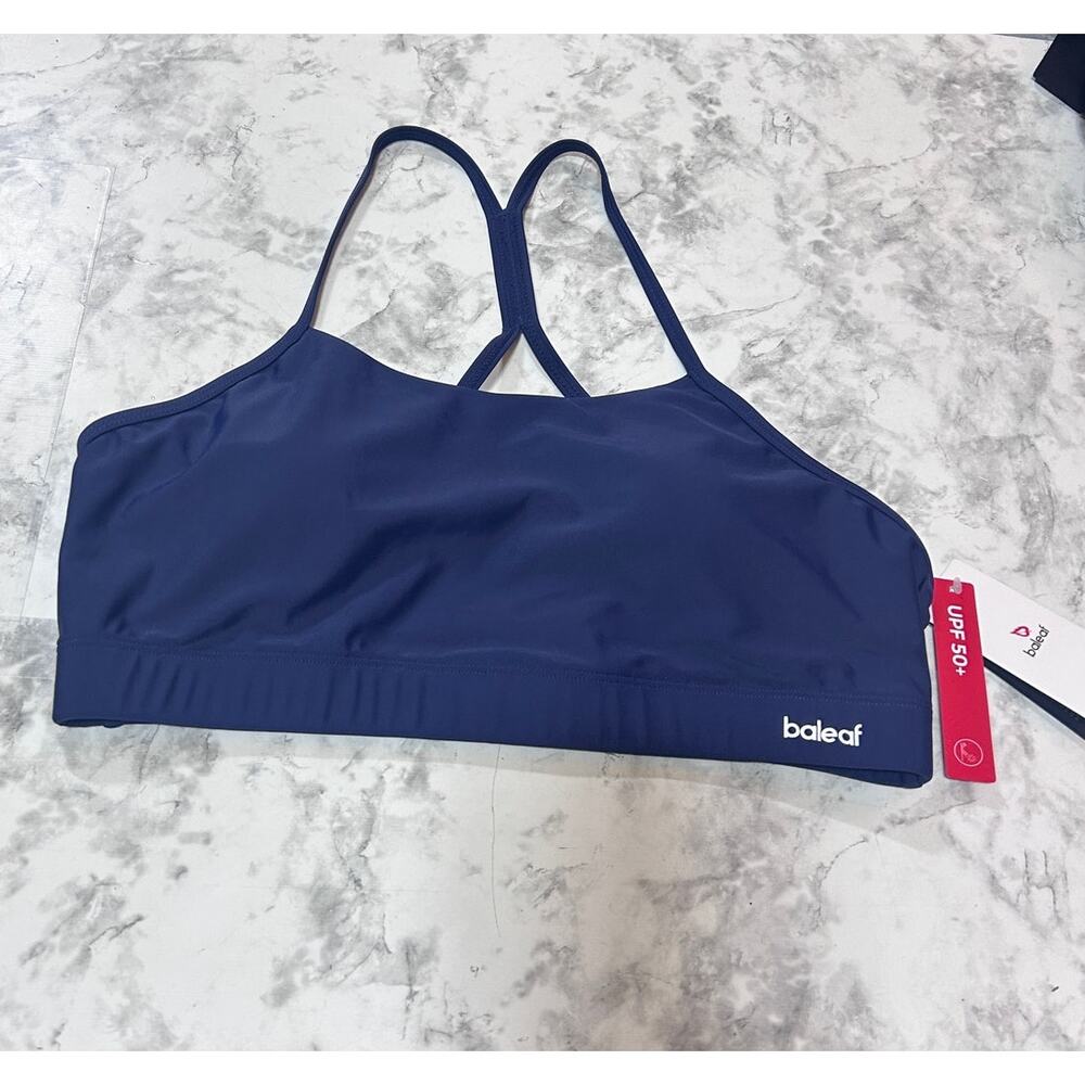 Baleaf UPF 50+ Blue Bikini Top Bra M Racerback Adjustable Strap Built In Bra NWT